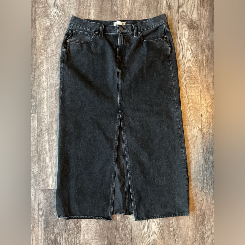 Madewell Womens Size 29 Denim Mid-Rise Maxi Skirt in Lunar Wash Black - Picture 3 of 5